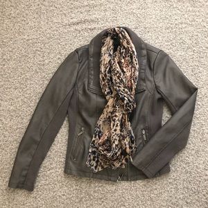 Faux Gray Leather Jacket